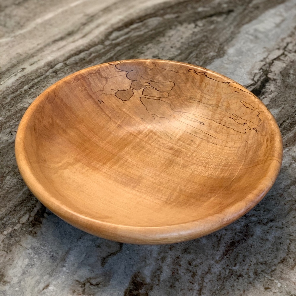 Beautiful Spalted Maple Carved Bowl. New!